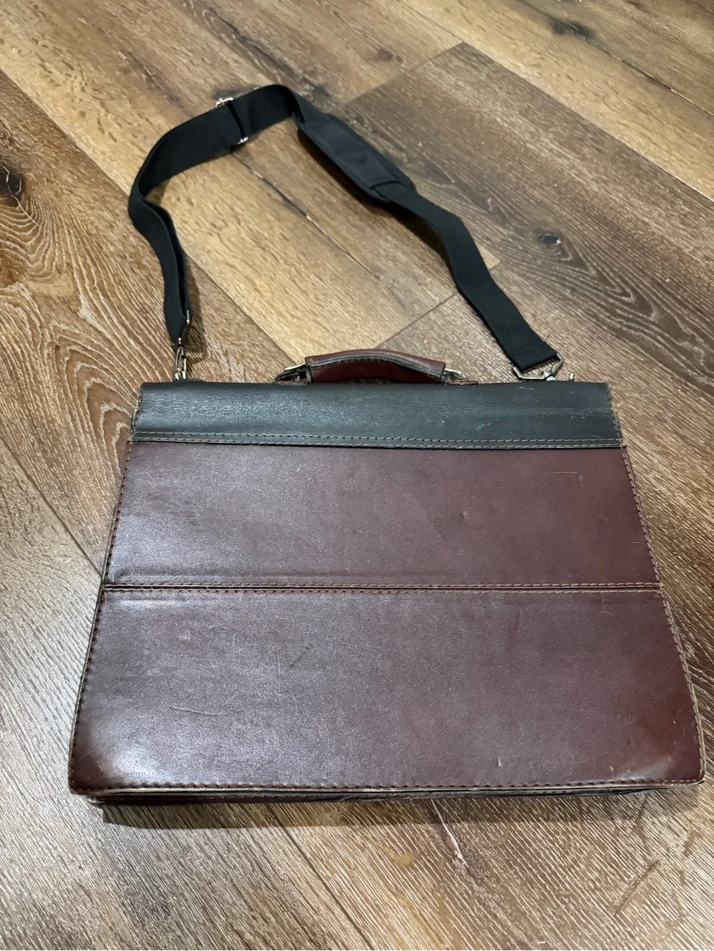Vintage Men’s Two-Tone D&G Black and Burgundy Leather Briefcase